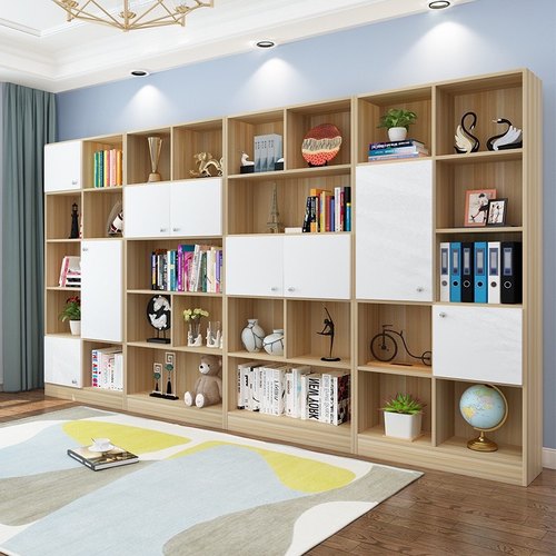 书架落地靠墙办公室书柜加厚板材