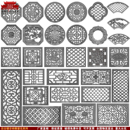 镂空仿古砖雕水泥窗花福字圆形扇形浮雕徽派花格窗透气窗围墙装 饰