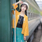 Yuexichun Qingshuixi Hanchu Áo thêu nữ chính được cải tiến Áo cotton cotton cắt cúp tay áo hàng đầu - Cộng với kích thước quần áo