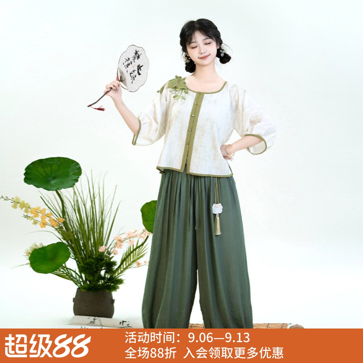 清水溪汉初国风汉元素改良圆领衫图片