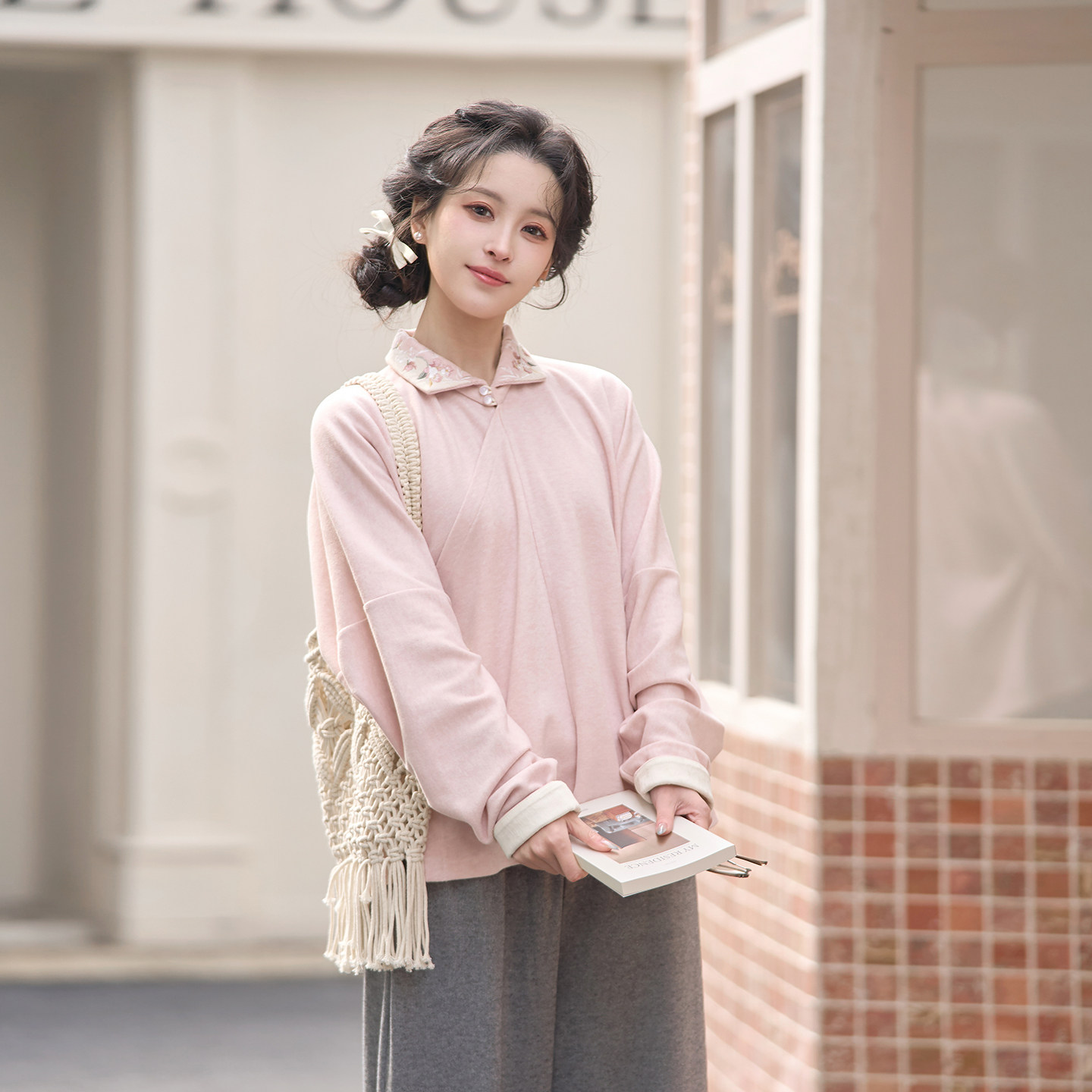 倚竹听花 清水溪汉初2026新款改良明翻领汉服女日常通勤穿搭春秋图片