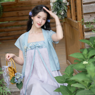 玉盏清夏 清水溪汉初改良汉服唐风一片式齐胸襦裙舒适古风气质夏