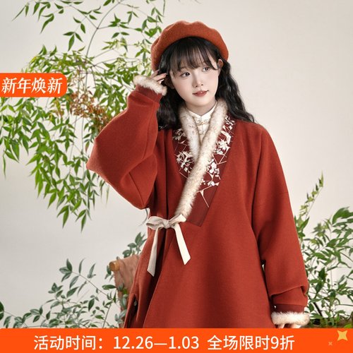 秋冬针织外套加绒加厚汉服上衣