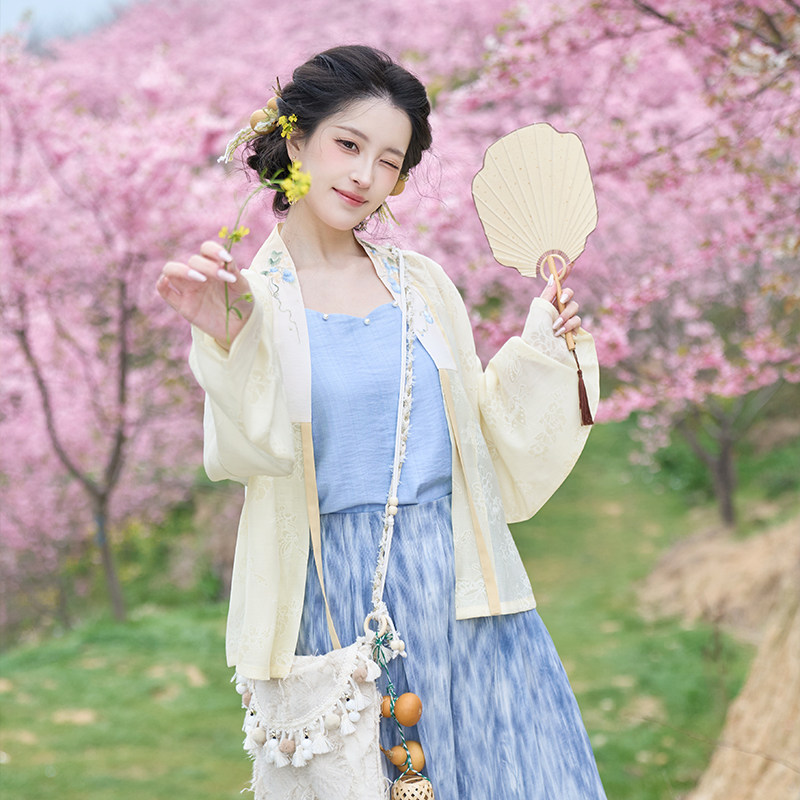 福禄盈枝 清水溪汉初汉服新款国风明制合领衫飞机袖改良宋裤春夏