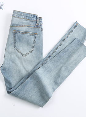 牛仔裤女2025春夏款韩版高腰紧身显瘦小脚九分铅笔裤小个子八分裤