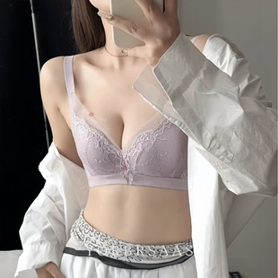 诱芭莎32085AB无钢圈中厚杯蕾丝小胸聚拢收副乳舒适不勒有型
