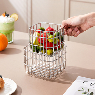 304不锈钢水果篮子厨房收纳架沥水篮蔬菜筐家用姜蒜果蔬篮置物架