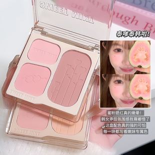 SWEETMINT三色腮红盘韩系腮红膨胀收缩色三合一自然哑光腮红膏盘