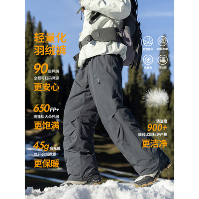 男女款工装羽绒裤2025新款冬季加绒加厚直筒宽松滑雪冲锋裤潮