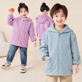 儿童摇粒绒罩衣秋冬长袖 拉链时尚 秋冬防脏外穿幼儿园男女宝宝围兜
