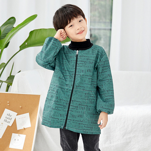 吃饭幼儿园罩衫 外穿时尚 拉链书画防脏薄款 男宝宝防水罩衣儿童长袖