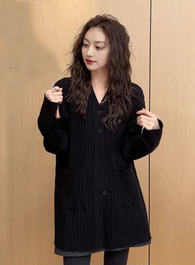 开衫女春秋新款胖mm显瘦遮肉上衣