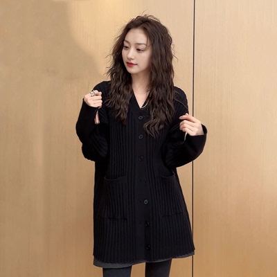 开衫女春秋新款胖mm显瘦遮肉上衣