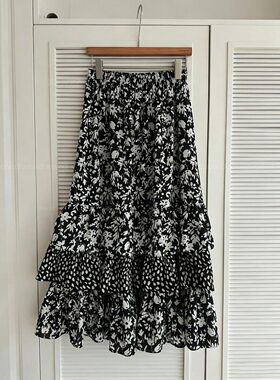 韩国东大门早春新款百搭韩系减龄显瘦碎花中长款松紧腰半身裙女