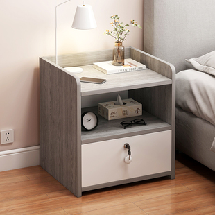 床头柜小型家用卧室储物柜一体出租房用置物架迷你简易带锁收纳柜