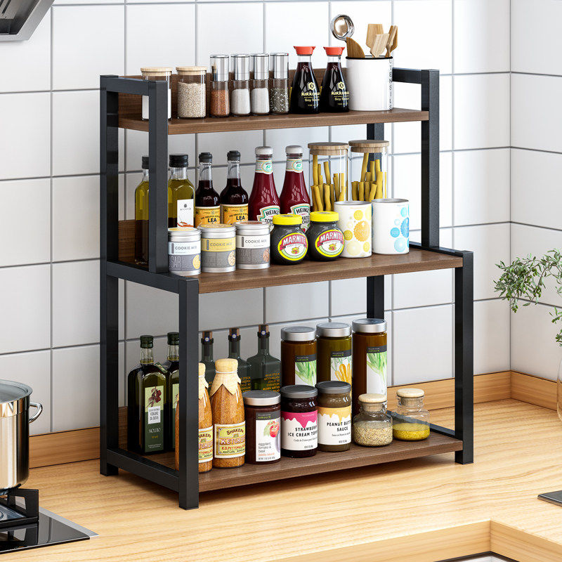 厨房调料置物架台面双层油盐酱醋瓶子收纳架盐调味罐收纳盒酱油架