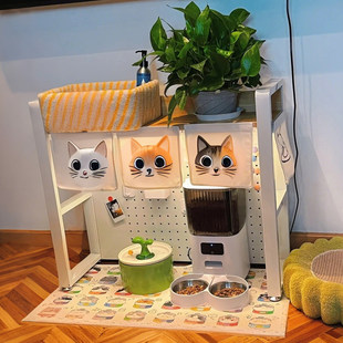 猫咪食堂洞洞板置物架下空式阳台储物架宠物用品零食猫砂盆收纳架