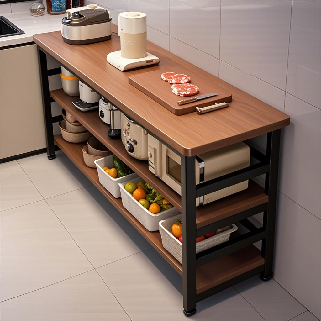 厨房多功能置物架落地切菜桌子工作台多层餐边储物柜新款收纳架子,厨房/烹饪用具,厨房置物架/置物柜/角架,淘宝优惠券,粉丝福利购,淘宝优惠卷
