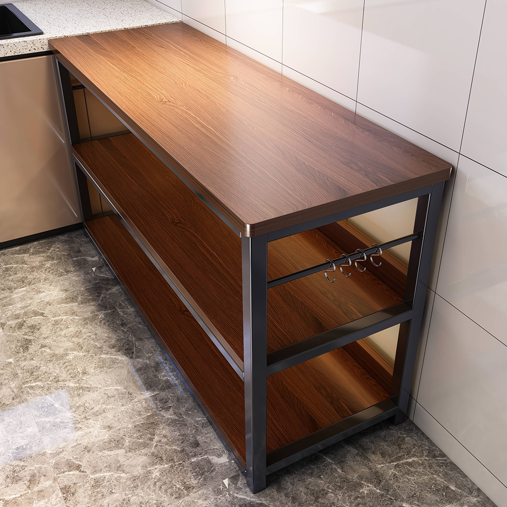 厨房置物架落地多层微波炉架家用切菜桌工作台多功能收纳储物货架