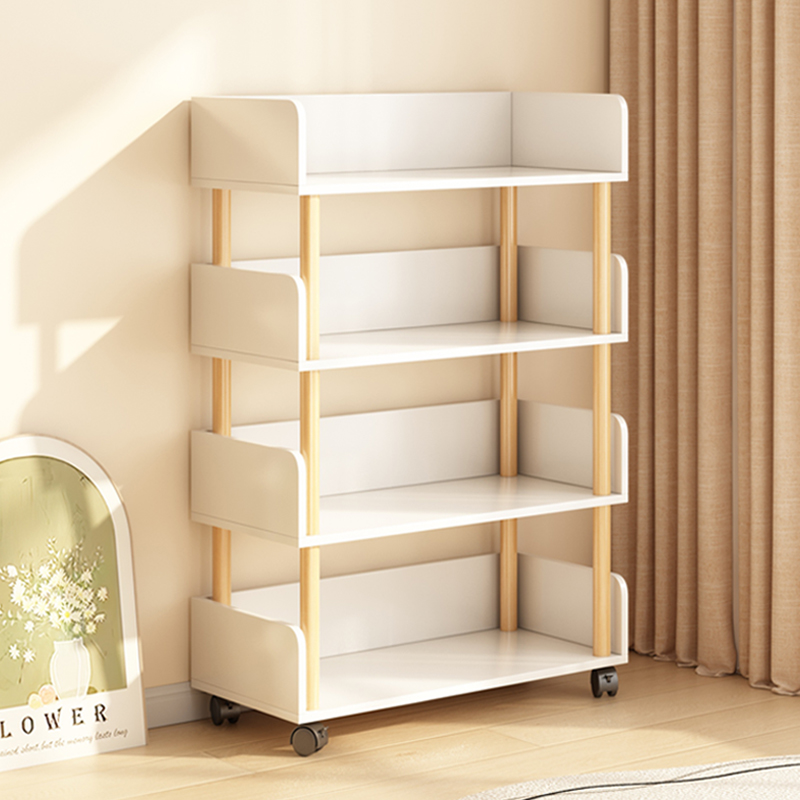 移动书架小推车置物架落地阅读架家用客厅一体靠墙书柜储物柜