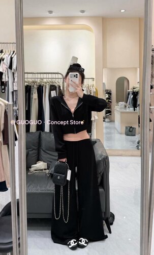 Ms 连帽卫衣女秋季吊带背心休闲裤万搭套组三件套