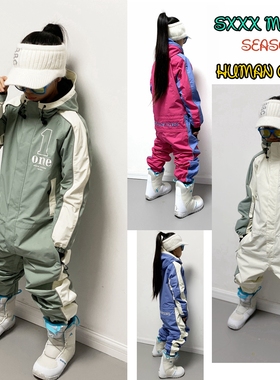 Sxxx M Cube HUMANCUBS 单板儿童连体滑雪服防水加棉加厚