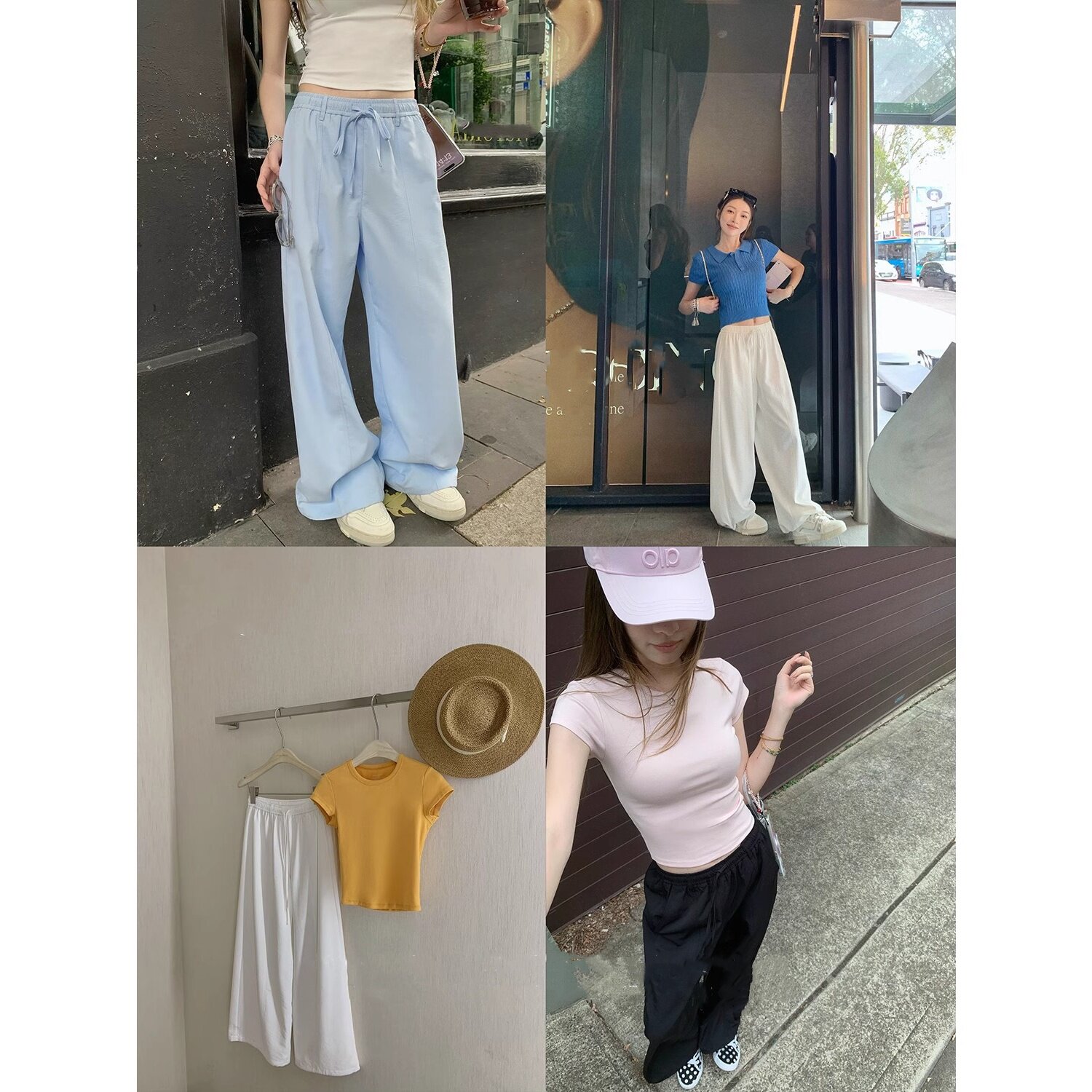 空气裤宽松阔腿松紧腰休闲裤女