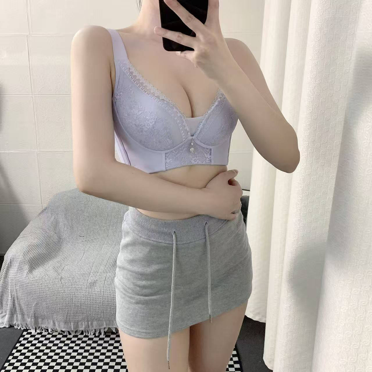 2026新款厚蕾丝调整型收副乳内衣聚拢防下垂无钢圈防外扩定型矫正