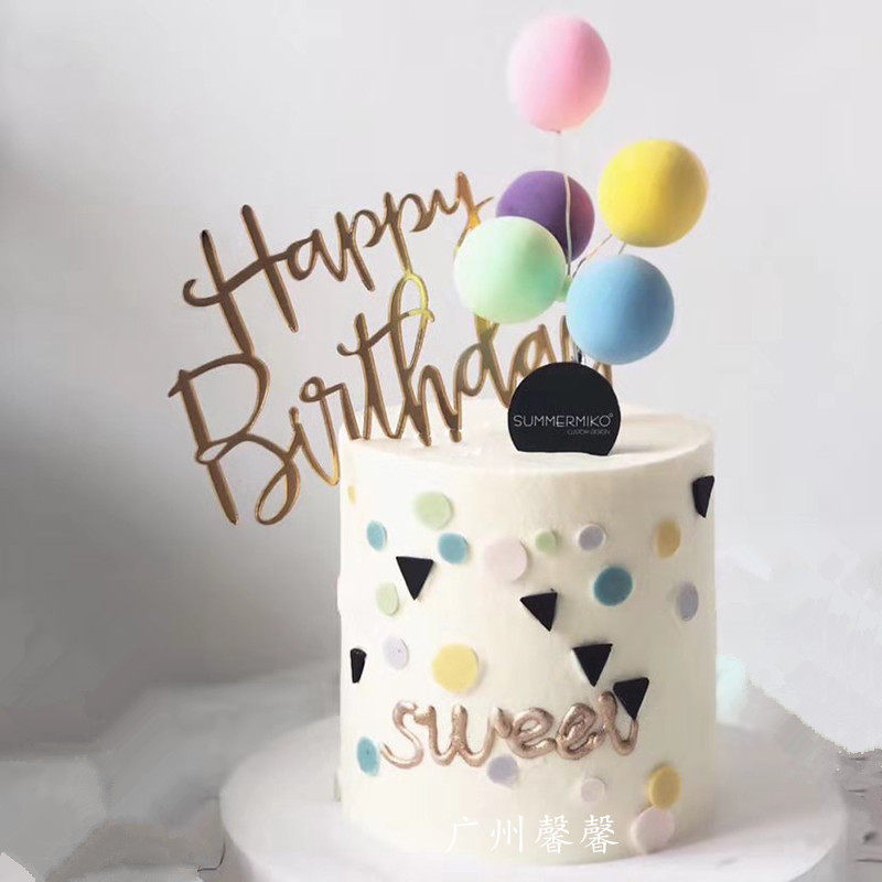 广州馨馨2019新款创意粘土告白气球亚克力英文插牌生日蛋糕模型