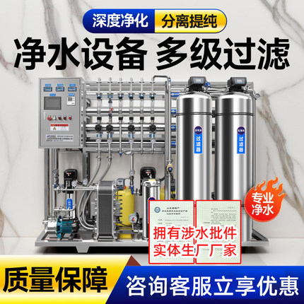 大型工业不锈钢反渗透水处理设备自来水井水RO纯水去离子出水直饮