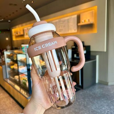 大容量水杯便携高颜值女生冰霸杯带吸管耐高温食品级夏天塑料杯子