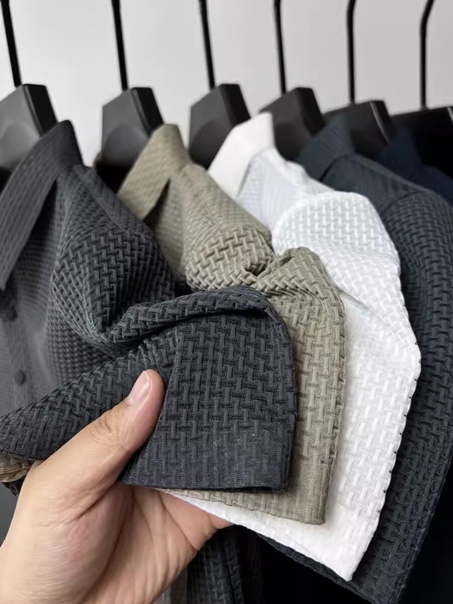 ICE SILK SHORT-SLEEVED T-SHIRT MENS TRENDY CASUAL COOL TOP HONG KONG STYLE YOUTH LAPEL SLIM WEAR-RESISTANT DIRTY BASE SHIRT
