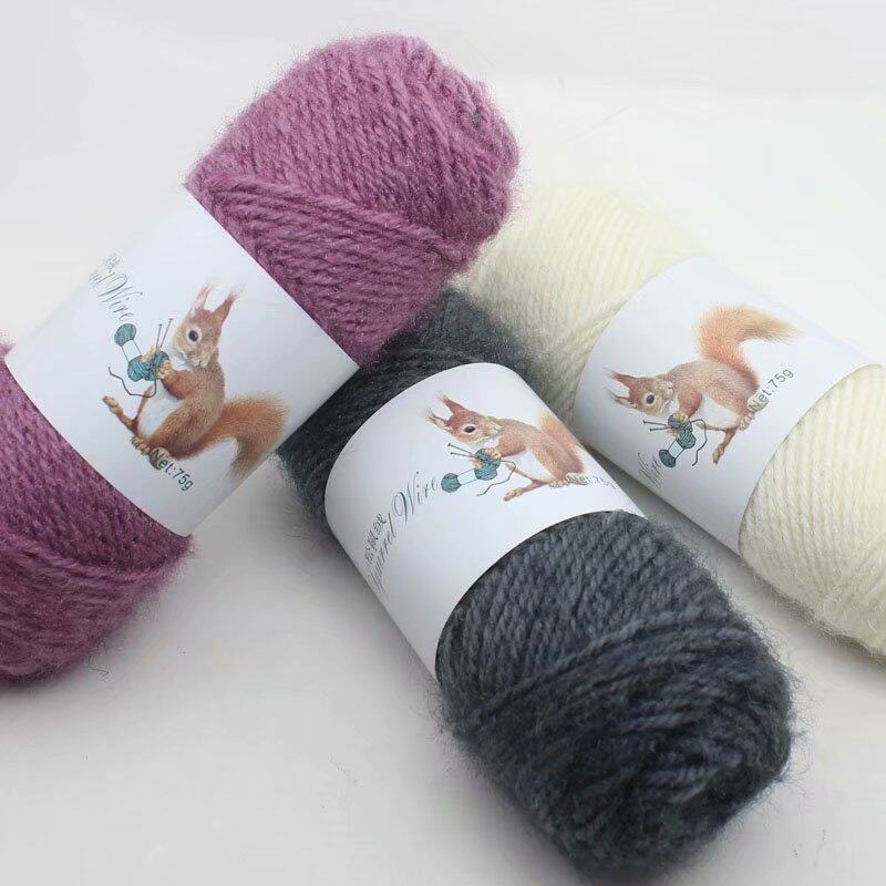 SQUIRREL FLUFF YARN BRIGHT SILK SCARF HAT COAT IN THICK HANDMADE DIY CROCHETED HAND-KNITTED BABY MOHAIR YARN
