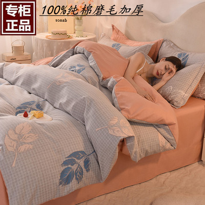 新款纯棉磨毛四件套全棉加厚套件