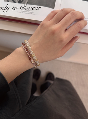 天然石金银丝编织叠戴手链