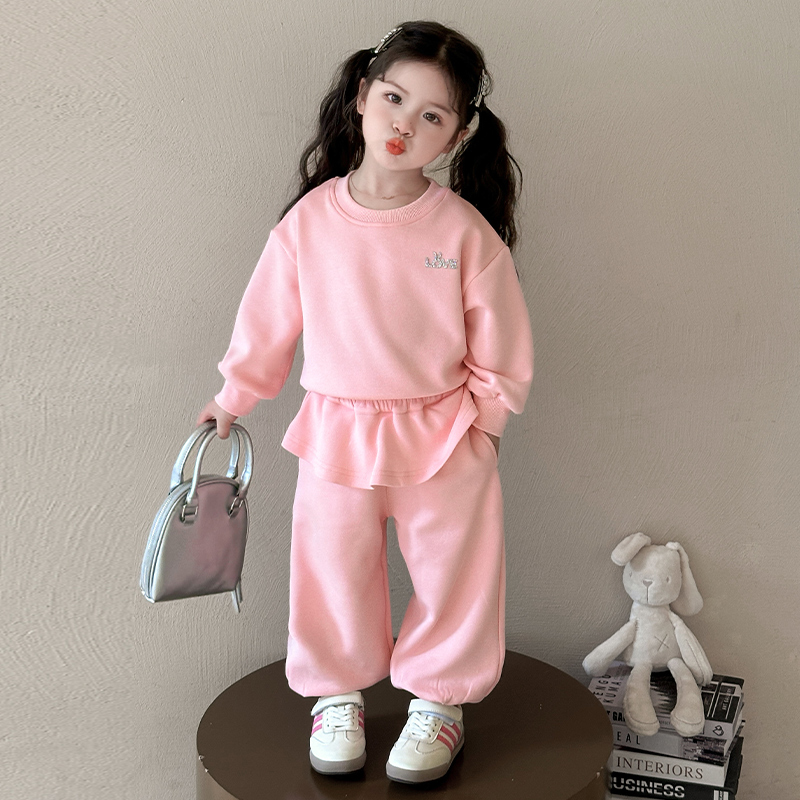 女童套装中小童2025新款韩版儿童洋气卫衣时髦春秋休闲运动两件套