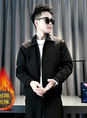 社会小伙 秋冬加棉男时尚夹克男外套  J267-P108 控148 黑色