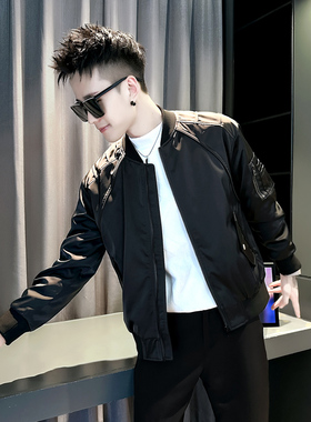 社会小伙 秋装新款男时尚夹克男外套  J262-P98 控138 黑色