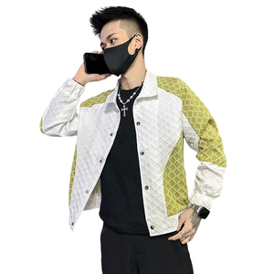春装新款社会小伙修身拼色夹克男外套 J60-P98 控138 白图片