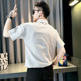 小伙2025夏装新款男设计个性短袖衬衫CC253-P58控78黑色，商品下架区，电商D313