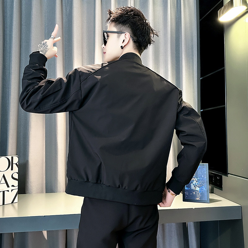 社会小伙春装新款男时尚夹克男外套J177-P98控138黑色,男装夹克,电商D313
