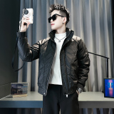 小伙2025冬装加厚设计男士皮棉衣外套F119-P148控188黑色，男装棉衣，电商D313