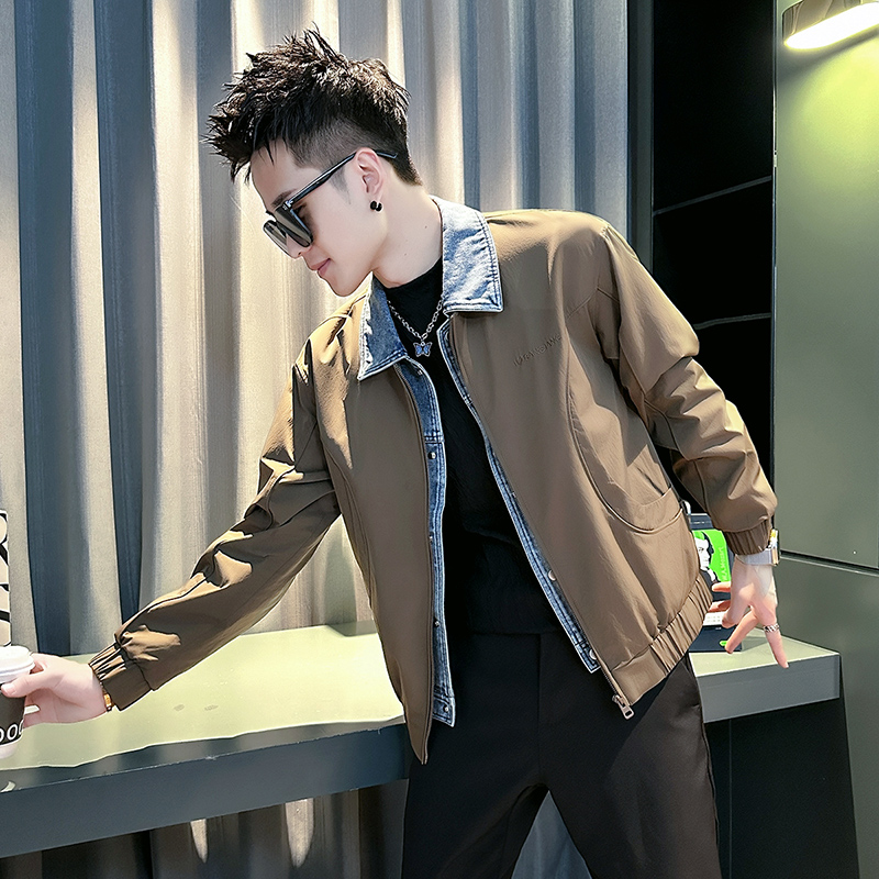 社会小伙春装新款男时尚夹克男外套J206-P108控148咖色，男装夹克，电商D313