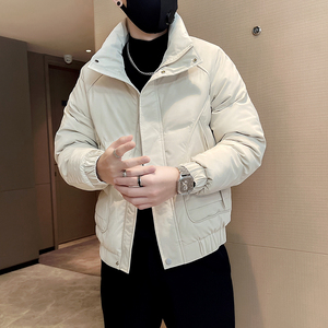 2025冬装男士修身加厚男棉衣外套 F26-P138 控178 米灰，男装棉衣，电商D313