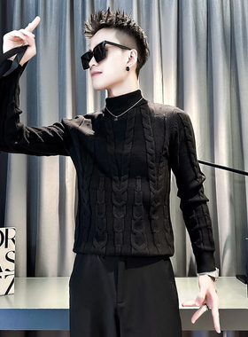 小伙 秋冬新款男士毛衣打底针织衫  M183-P78 控108 黑色