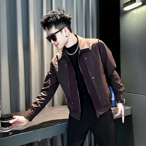 社会小伙 春装新款男时尚夹克男外套 J282-P98 控145 咖色，男装夹克，电商D313