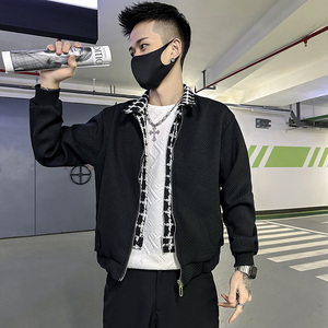 2023春装新款社会小伙修身拼色夹克男外套 J62-P108 控148 白图片