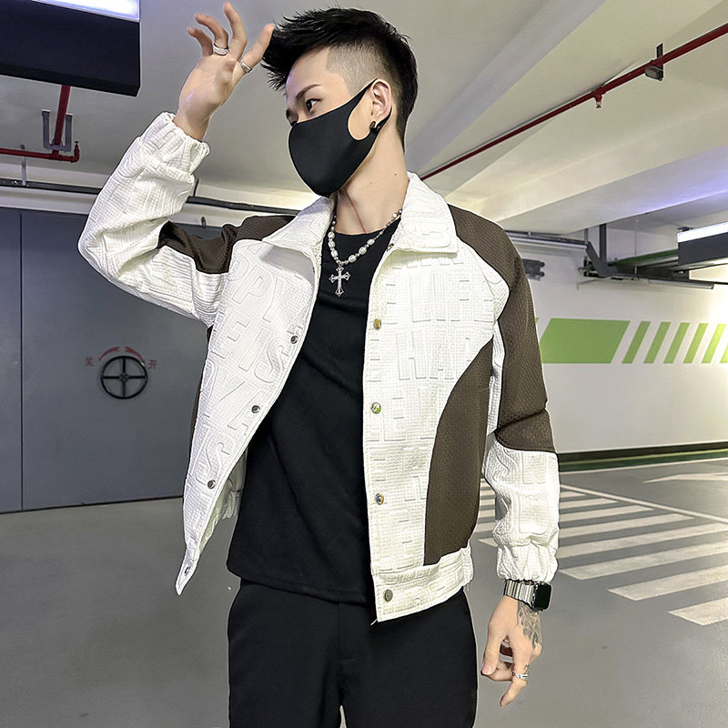 2023春装新款社会小伙修身夹克男外套 J66-P108 控148 白色图片