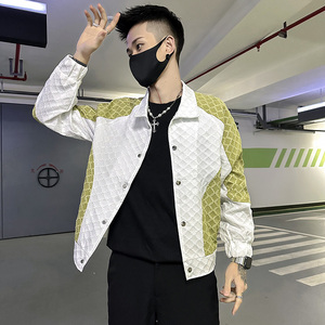 春装新款社会小伙修身拼色夹克男外套 J60-P98 控138 白图片