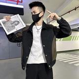 2023春装新款社会小伙修身夹克男外套J66-P108控148黑色，男装夹克，电商D313